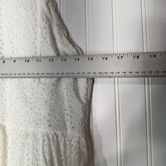 Doe & Rae White Eyelet Lace Peplum Tank Top M Cotton Boho Cottagecore Summer - Picture 4 of 10